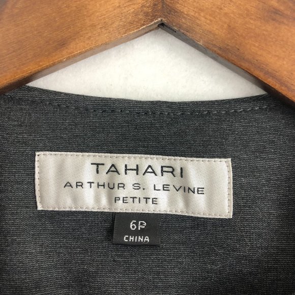 Tahari ASL Women's Size 6 Petite Grey Full Zip Long Sleeve Collarless Jacket - Picture 6 of 8